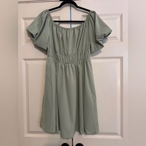 Cherokee Sage Green Gathered Dress